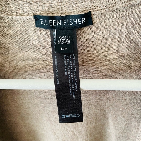Eileen Fisher Short Sleeve Open Front Cardigan Sweater Tan Sz Small - Picture 4 of 8